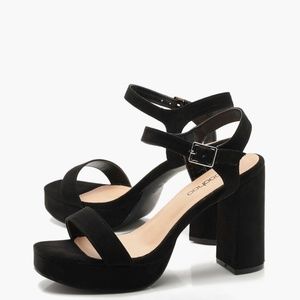 New With Box- Boohoo Wide Width Two Part Platform Heels